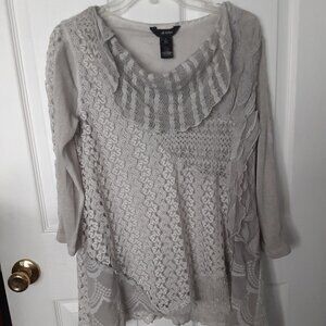 Ali Miles Size Small Lined Tunic w/Scoop Neck & Long Sleeves.